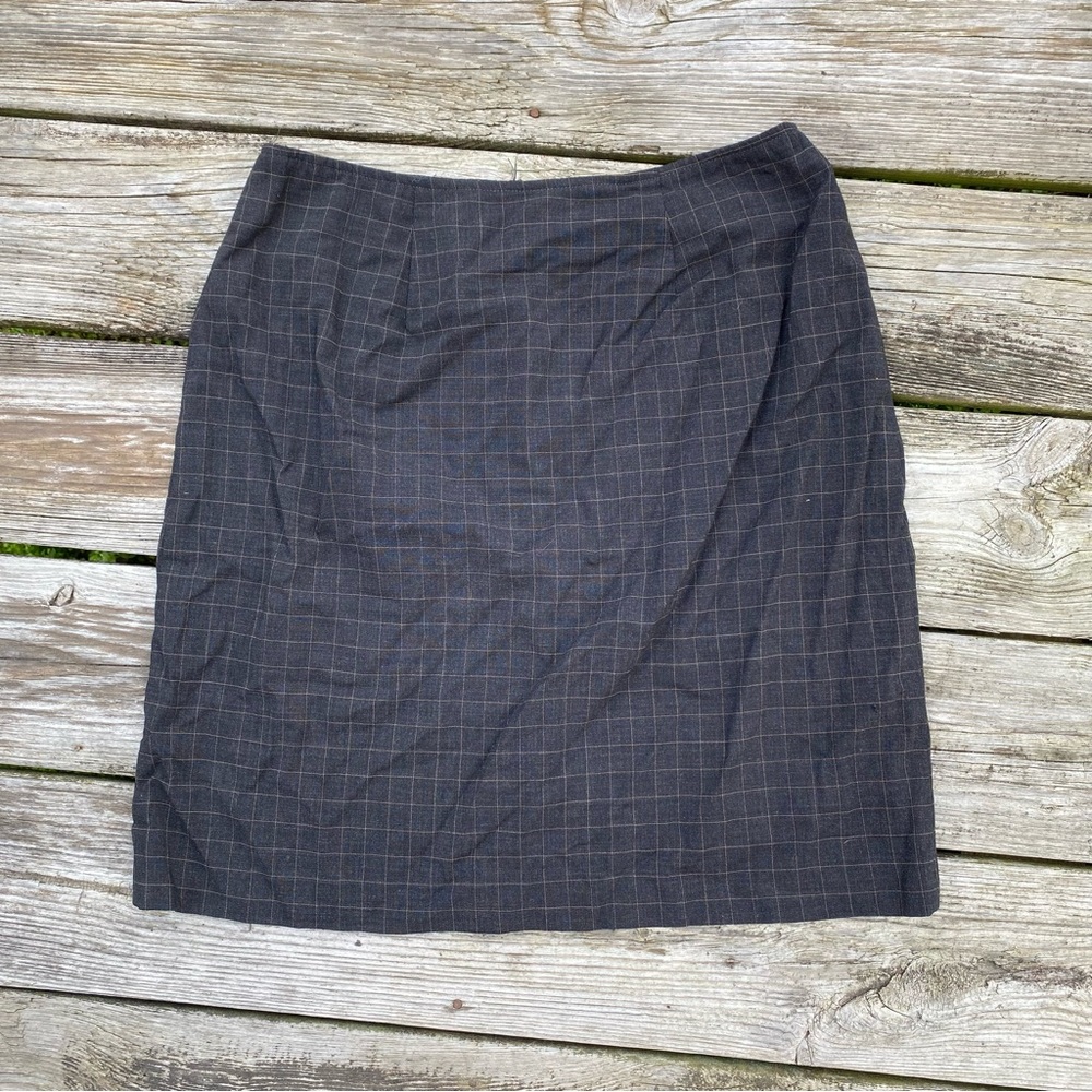 Vtg. Black Grid Print Mini Skirt Size 8